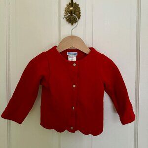 Jacadi red button-up sweater, toddler girl, 18M